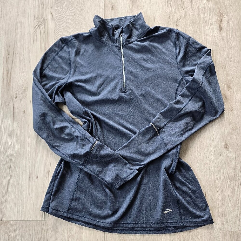 Brooks | blue monochrome sporty lightweight pull-over sweatshirt | WMS L